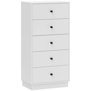 Cassettiera moderna 5 cassetti in truciolato per camera da letto e casa, mobile comò salvaspazio robusto, bianco, 47x29x95 cm