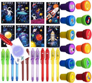 Libretti di appunti 12 pezzi - Tema spaziale - Regali creativi per ospiti - Pennarelli invisibili - Tempie spaziali - Sicuri per bambini e facili da utilizzare - Regali per bambini