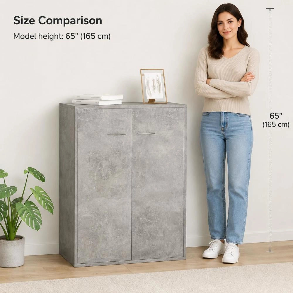 Sideboard Concrete Grey 60x30x75 Cm Wood Material