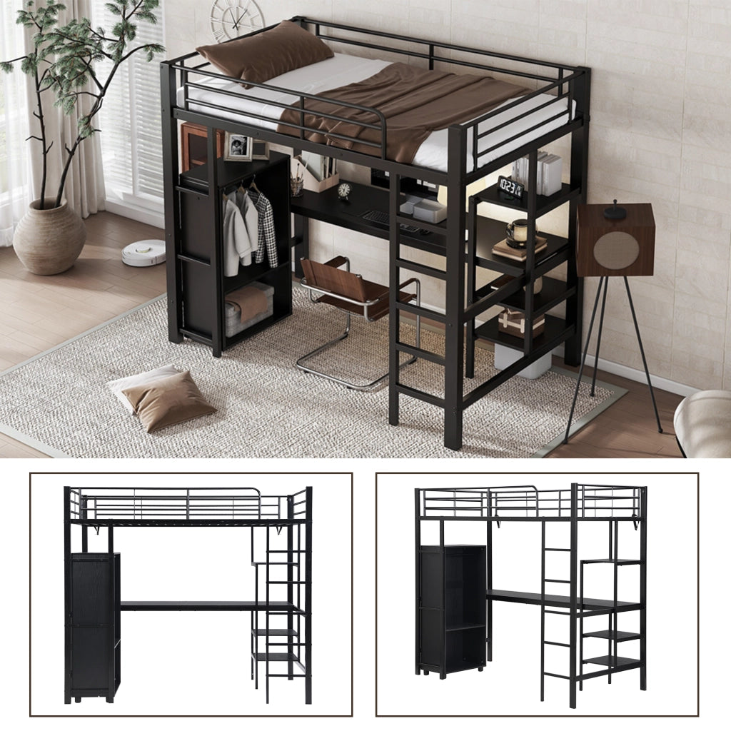 Letto a Castello per Bambini 90x200 cm con Sponde di Sicurezza, Nero