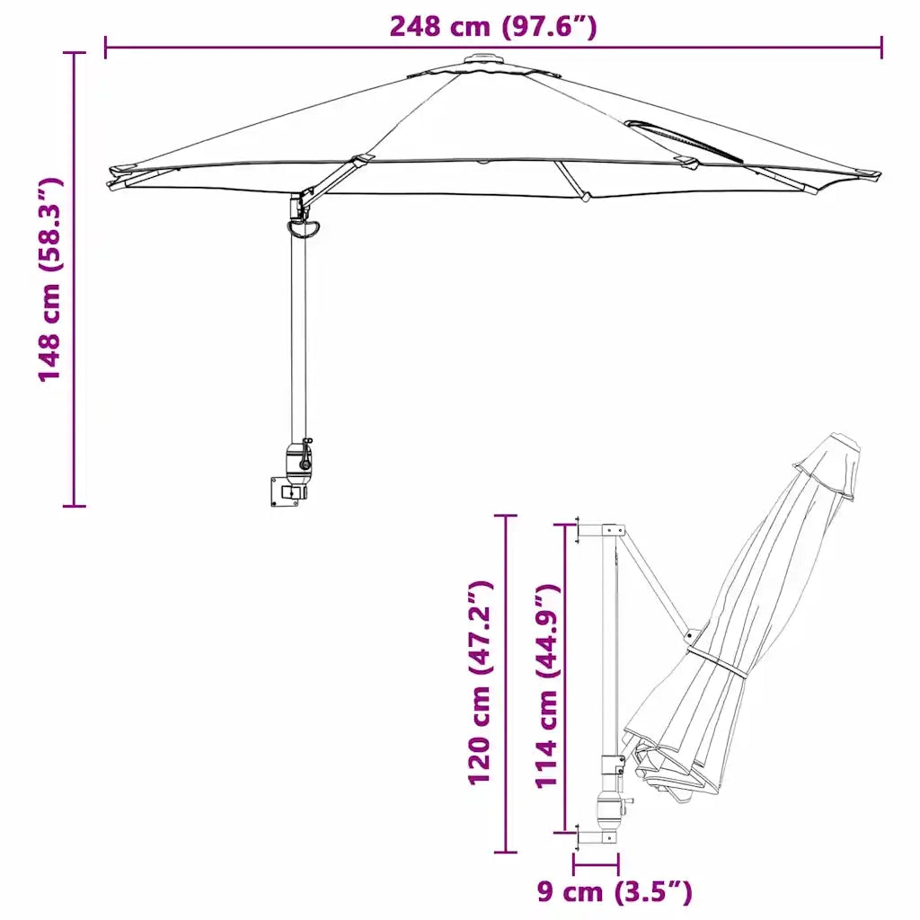 Ombrello da giardino Terracotta 248 x 248 x 148 cm 42003232
