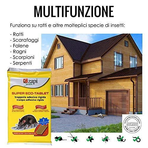 Zapi Garden Super Eco-Tablet Trappola Adesiva per Topi e Ratti Rigida 20x30 cm 2 Pezzi Uso Interno ed Esterno Non Tossica