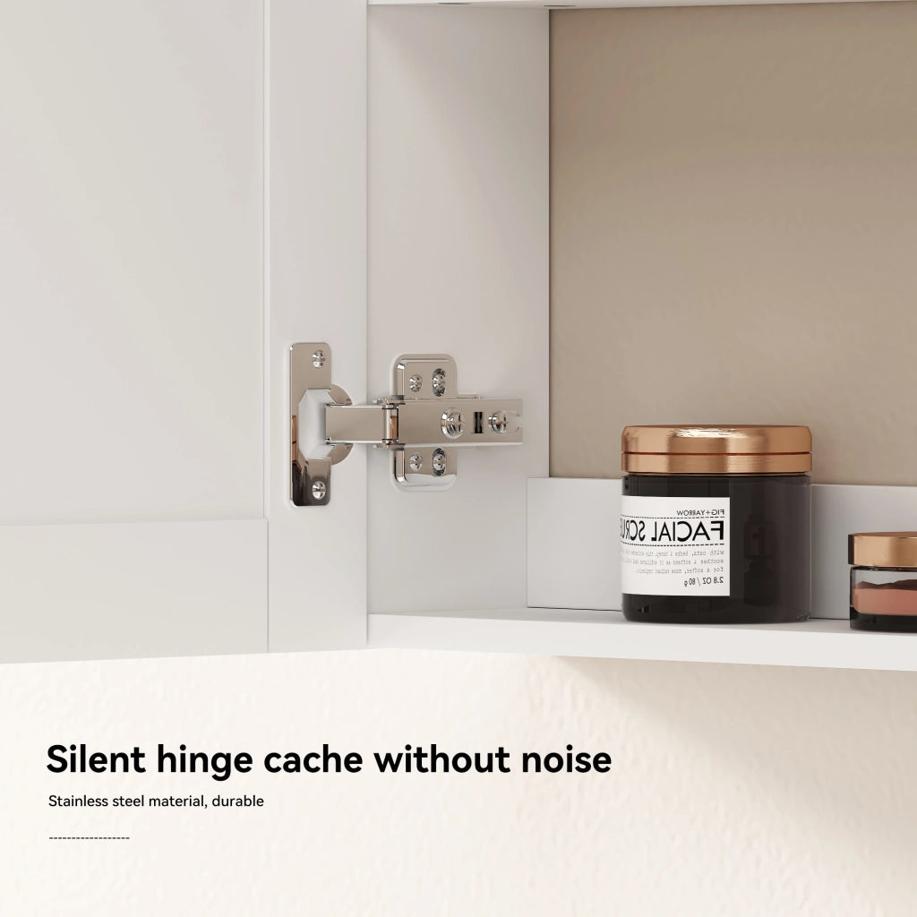 Armadietto da bagno a parete con specchio e illuminazione LED in MDF e vetro bianco larghezza 60 cm