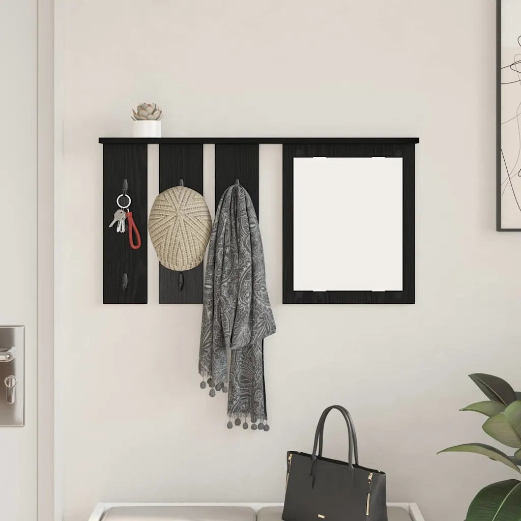 Appendiabiti a muro con lo scaffale Rovere nero 85 x 10 x 45 cm 874484