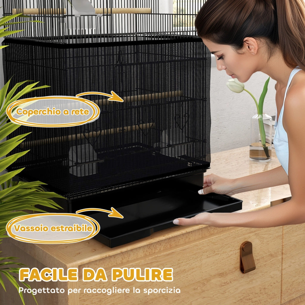 Gabbia per Uccelli ¨C Minimal ¨C Nero, Legno, 46.5x35.5x92cm