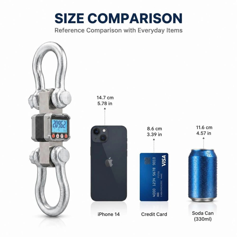Digital Crane Scale, 22000 Lbs/10 T Max Capacity, Heavy Duty Industrial Hanging Scale With Cast Aluminum Case & LCD Display, 5 Lbs Division & 3 Unit Switch, Remote Control For Garage Factory