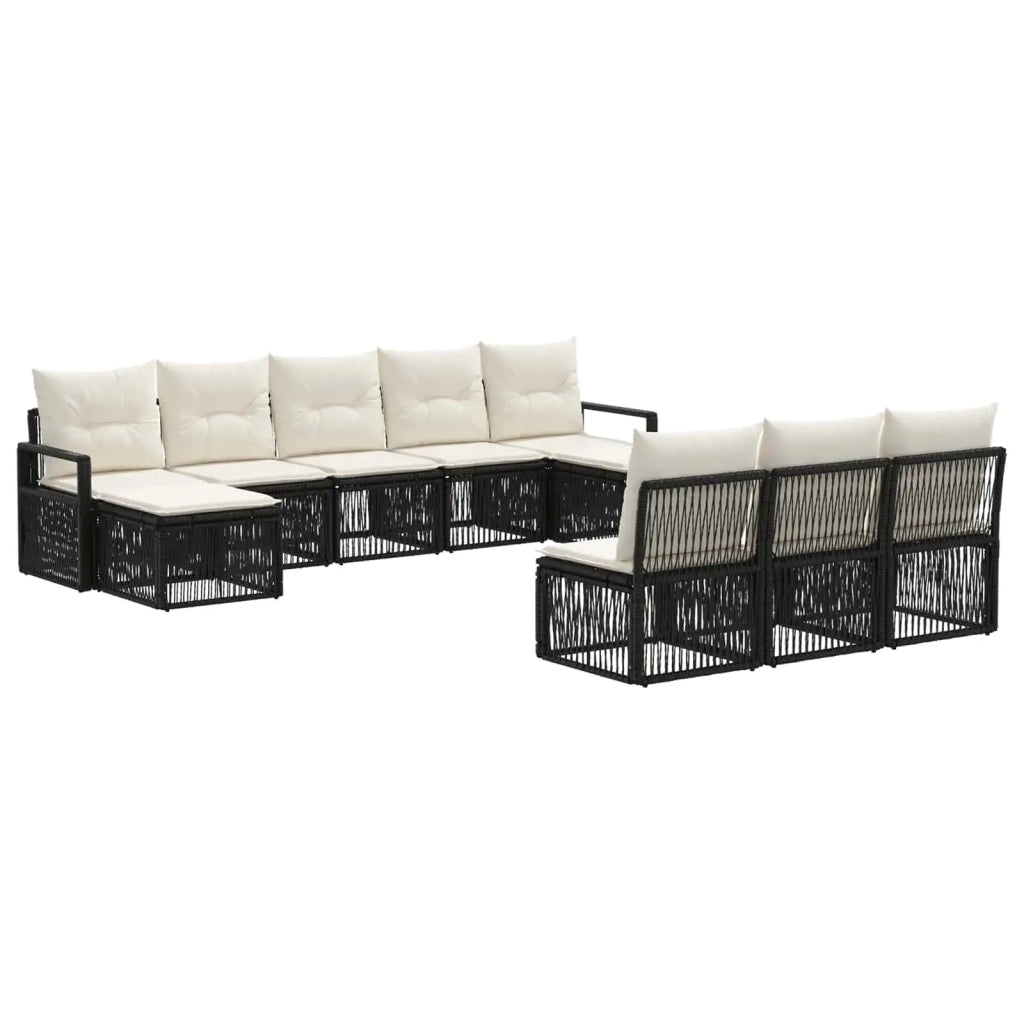 Set Divano da Giardino 10 pz Nero polyrattan 3435832