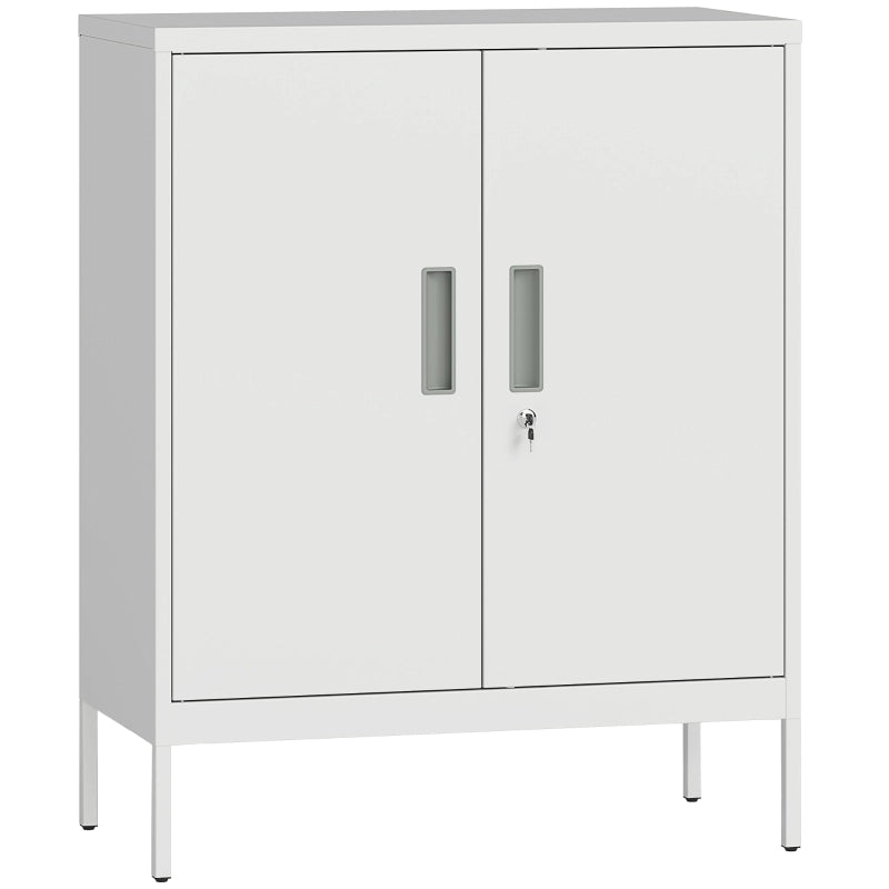 Armadio contenitore con 2 porte e ripiani regolabili in acciaio Bianco 80 x 40 x 100 cm