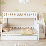Letto a castello bimbi 140x200 cm in MDF bianco con contenitore, senza materassi
