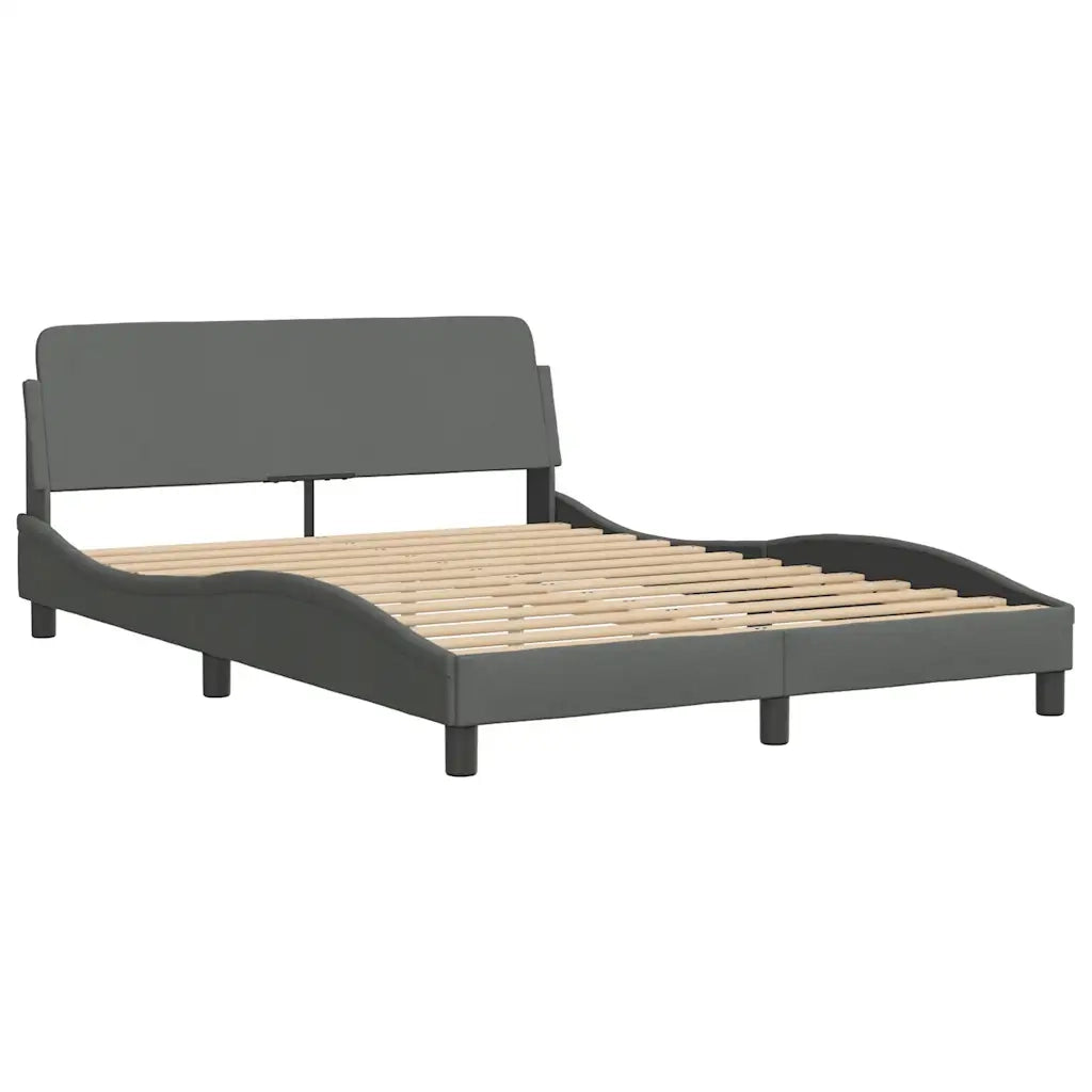 Letto matrimoniale | Letto per adulti | Giroletto senza Materasso Hanko Grigio Scuro 140x190 cm Tessuto