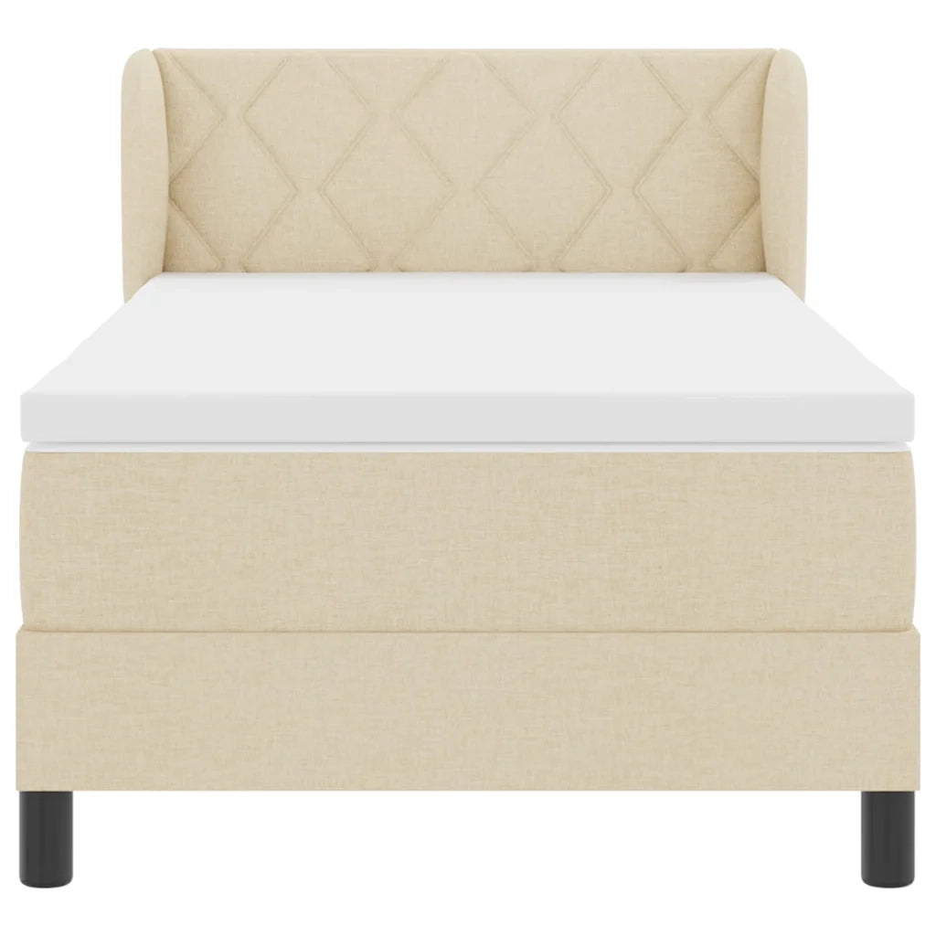 Letto a molle con materasso-Struttura Letto con Materasso Crema 90 x 190 cm Tessuto 920014