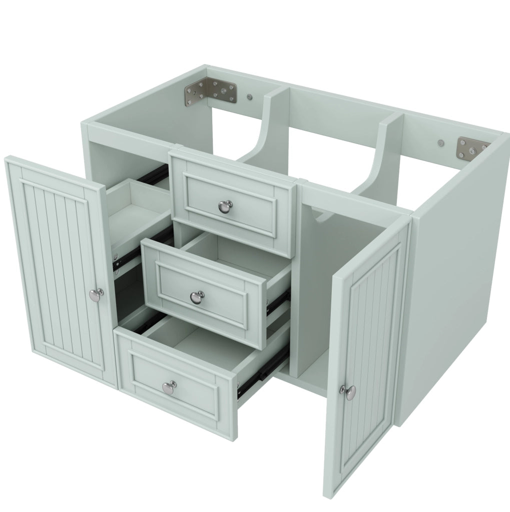 Mobile da bagno sospeso verde con 3 cassetti, 78,5x46x46,8 cm, struttura in MDF e maniglie in metallo
