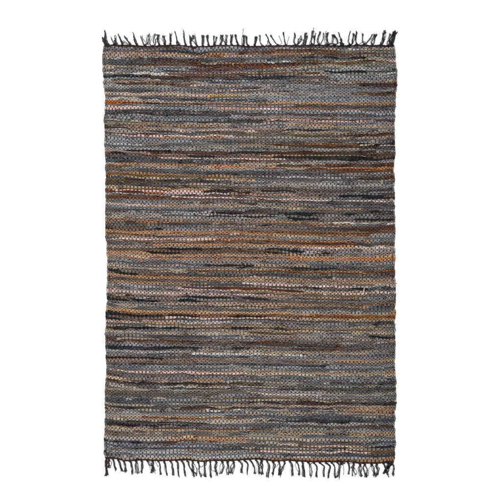 Tappeto Sonipat 100 in Vera Pelle Marrone e Multicolor