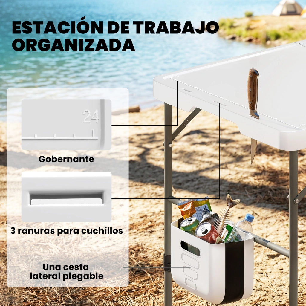 Tavolo da Pesca Pieghevole Regolabile ¨C Zephmum ¨C Grigio 120x60x90