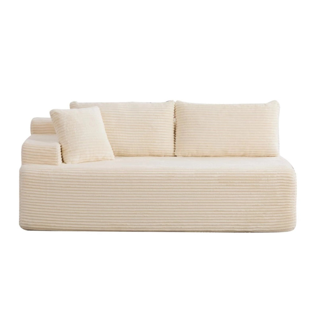 Divano compatto, divano modulare, tessuto chenille, schiuma ad alta elasticità 30D, base antiscivolo, 2 posti, bianco avorio