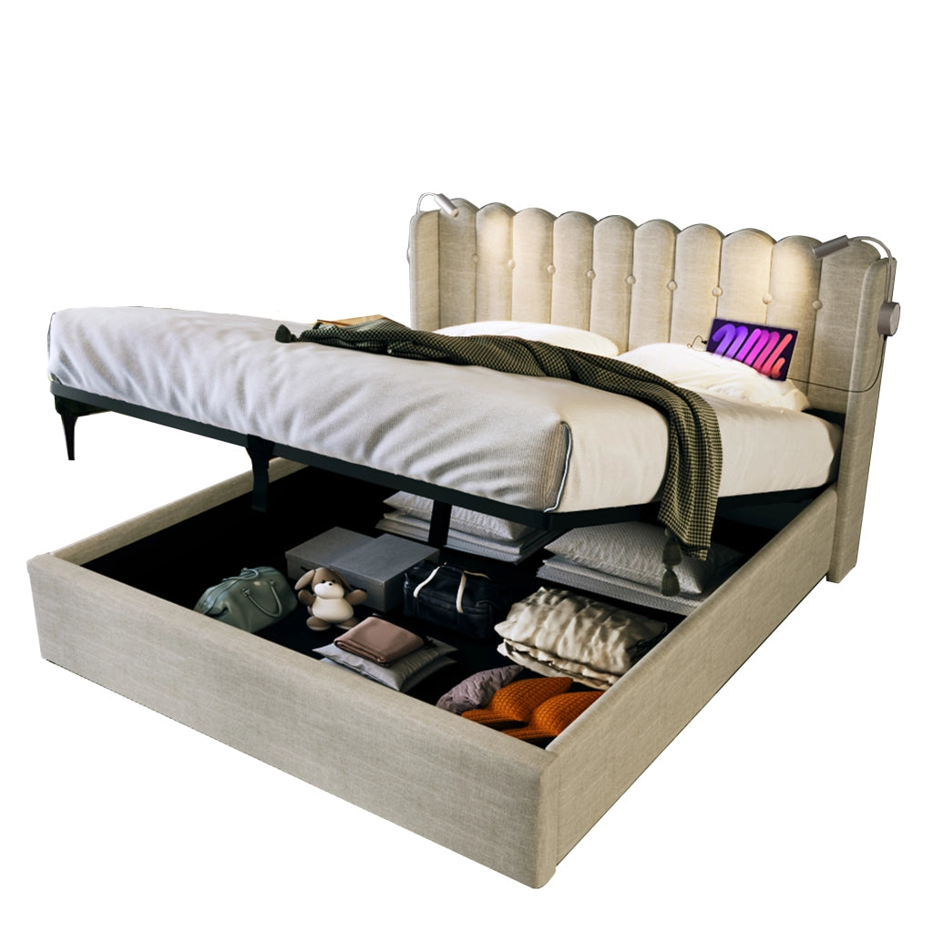 Letto matrimoniale 140x200 con luce da lettura