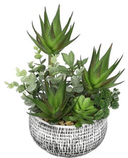 Pianta artificiale 29cm in vaso ceramico, pianta decorativa in ceramica con aloë-eucalipto, pianta artificiale per decorazione di tavolo, decorazione di parete per bagno
