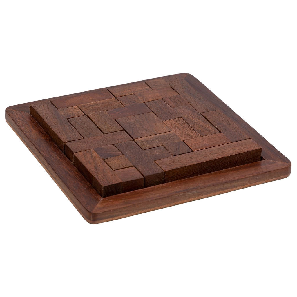 GiocoPuzzle Zigzag inLegnoMarrone 16x16x03h