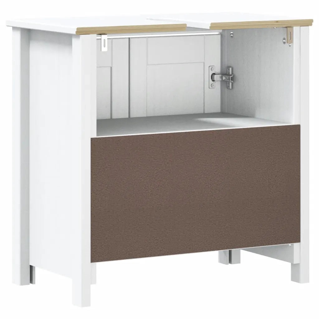 Mobile Lavabo da Bagno-Armadietto da bagno BERG Bianco 60x34x59 cm Massello Pino