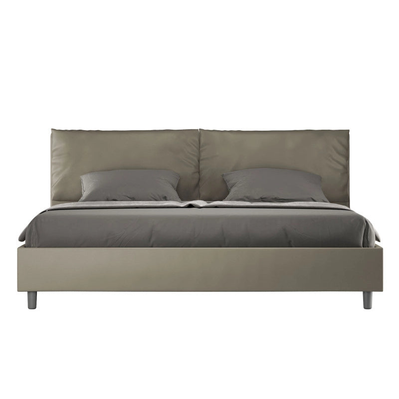 Letto imbottito Matrimoniale 200x200 cm Large - Similpelle,Cappuccino,Contenitore