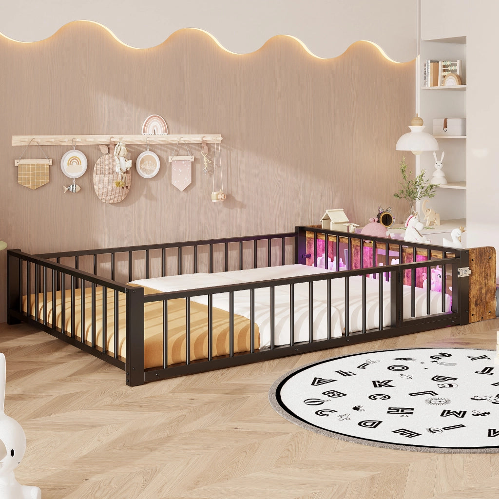 letto basso metallo mdf nero 140 x 200 cm
