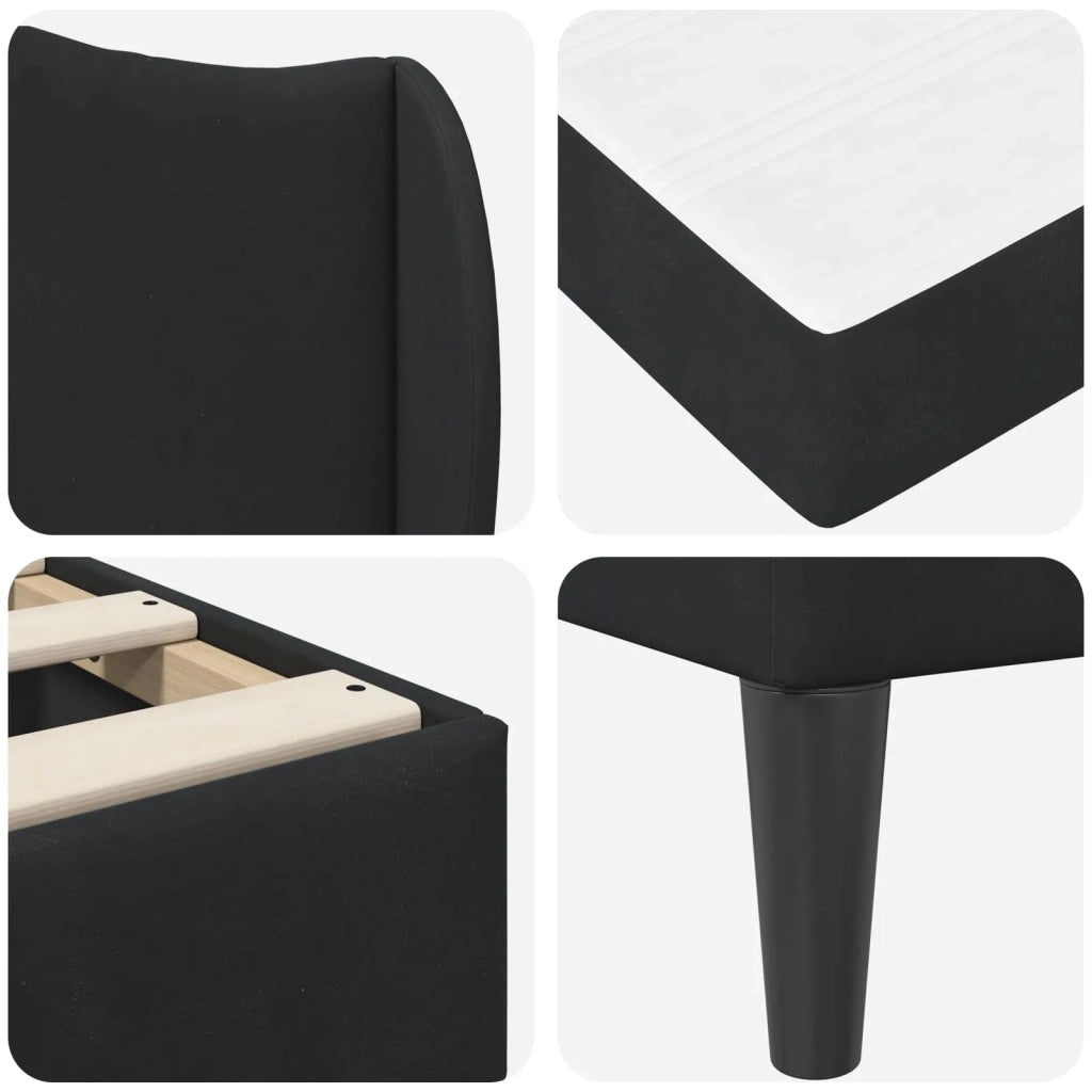 Struttura del letto con testiera Nero 140 x 200 cm Velluto 3415212