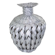 Vaso in bambù laccato argento 15x26x36h