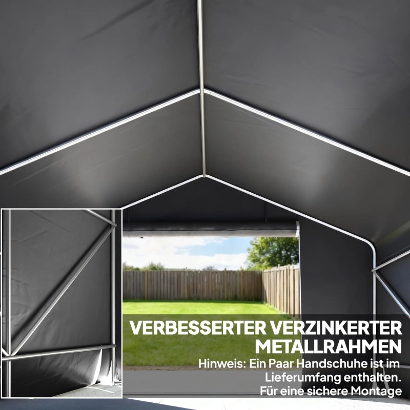 Tenda garage porta attrezzi 3 x 3 m, struttura in metallo zincato, grigio scuro