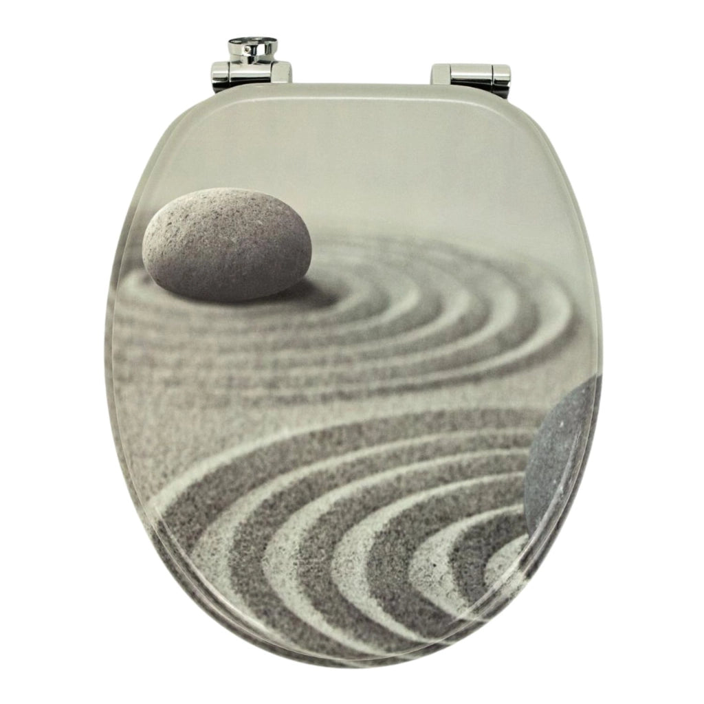 Sedile wc copri vater universale frizionato fantasia in mdf chiusura rallentata *** fantasia stone on beach, confezio...
