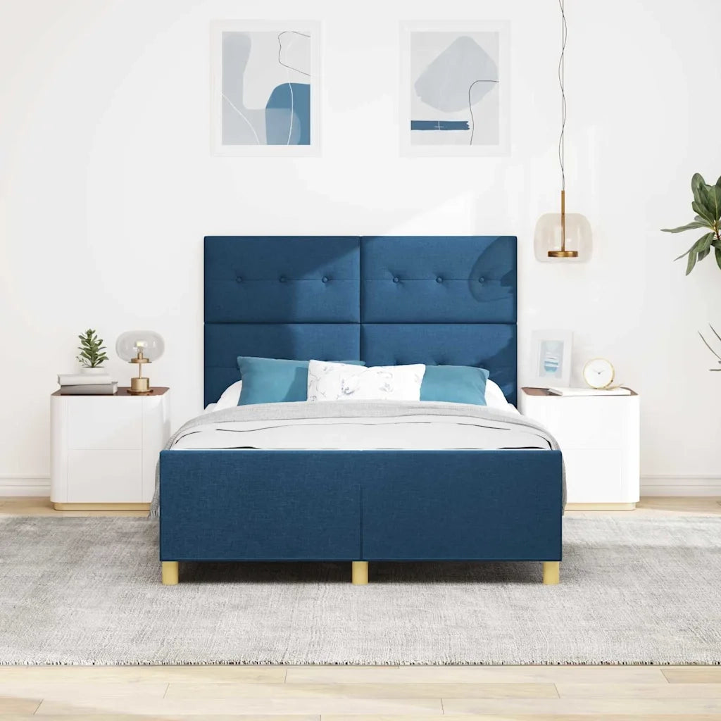 Struttura del letto con testiera Blu 140 x 200 cm Tessuto