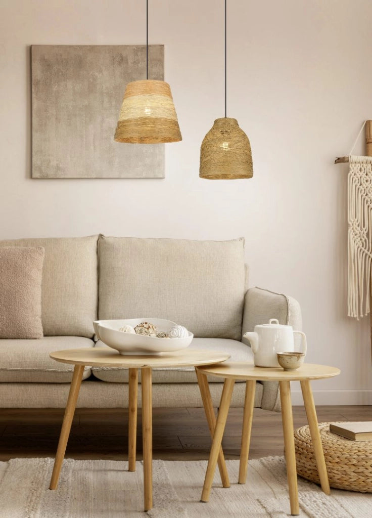 Lampada a sospensione, fibre naturali, 3 tonalità, D 25 cm, Joeline