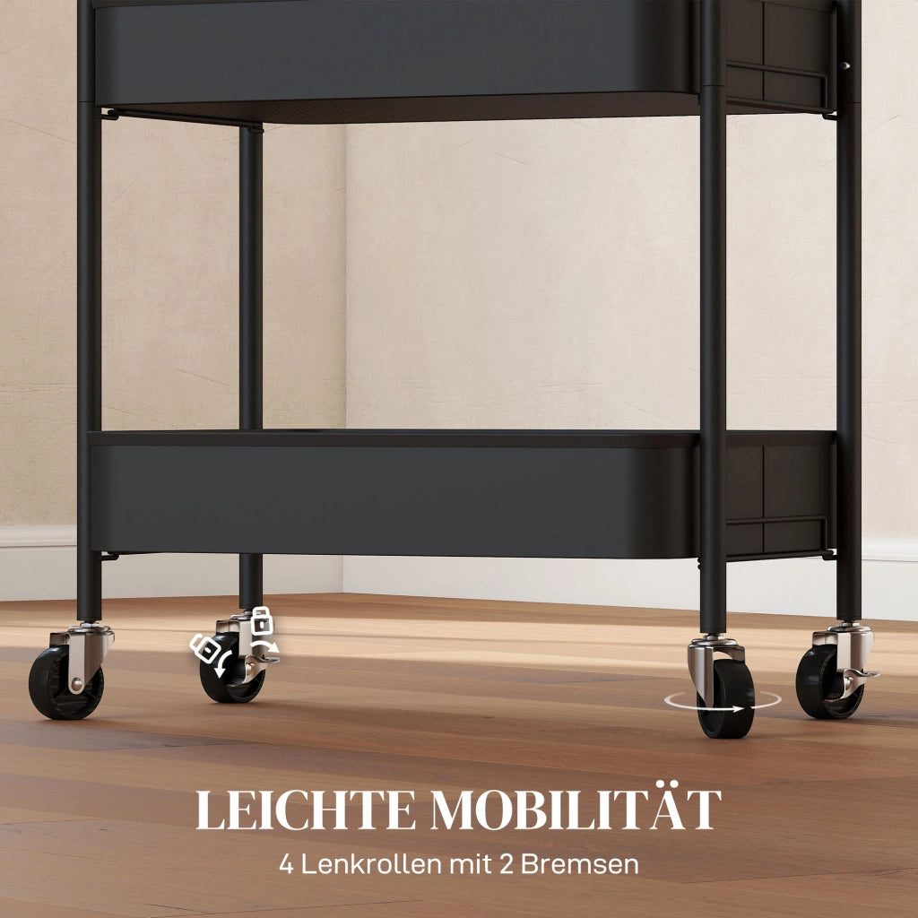 Carrello Cucina 3 Ripiani con Ruote ¨C Xylo ¨C 45x30,6x79 cm Nero