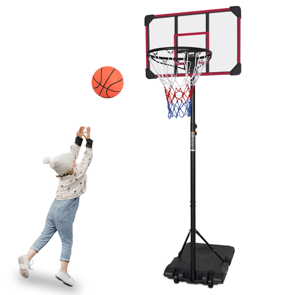 Canestro da basket portatile 170-213 cm su ruote nero rosso interno esterno