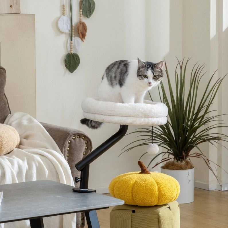 Amaca da scrivania per gatti 35x35x48 cm in poliestere crema, girevole 360°