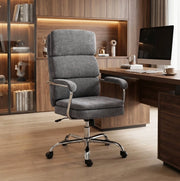 Sedia da ufficio girevole grigia con tessuto chenille, altezza regolabile e schienale ergonomico