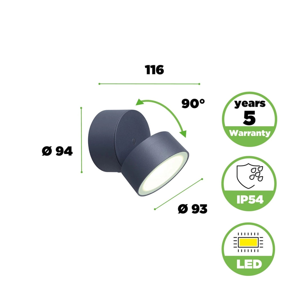Plafoniera esterna LED Lutec Trumpet antracite IP54