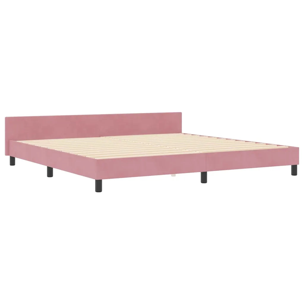 Letto a molle con testiera Rosa 200 x 200 cm Velluto