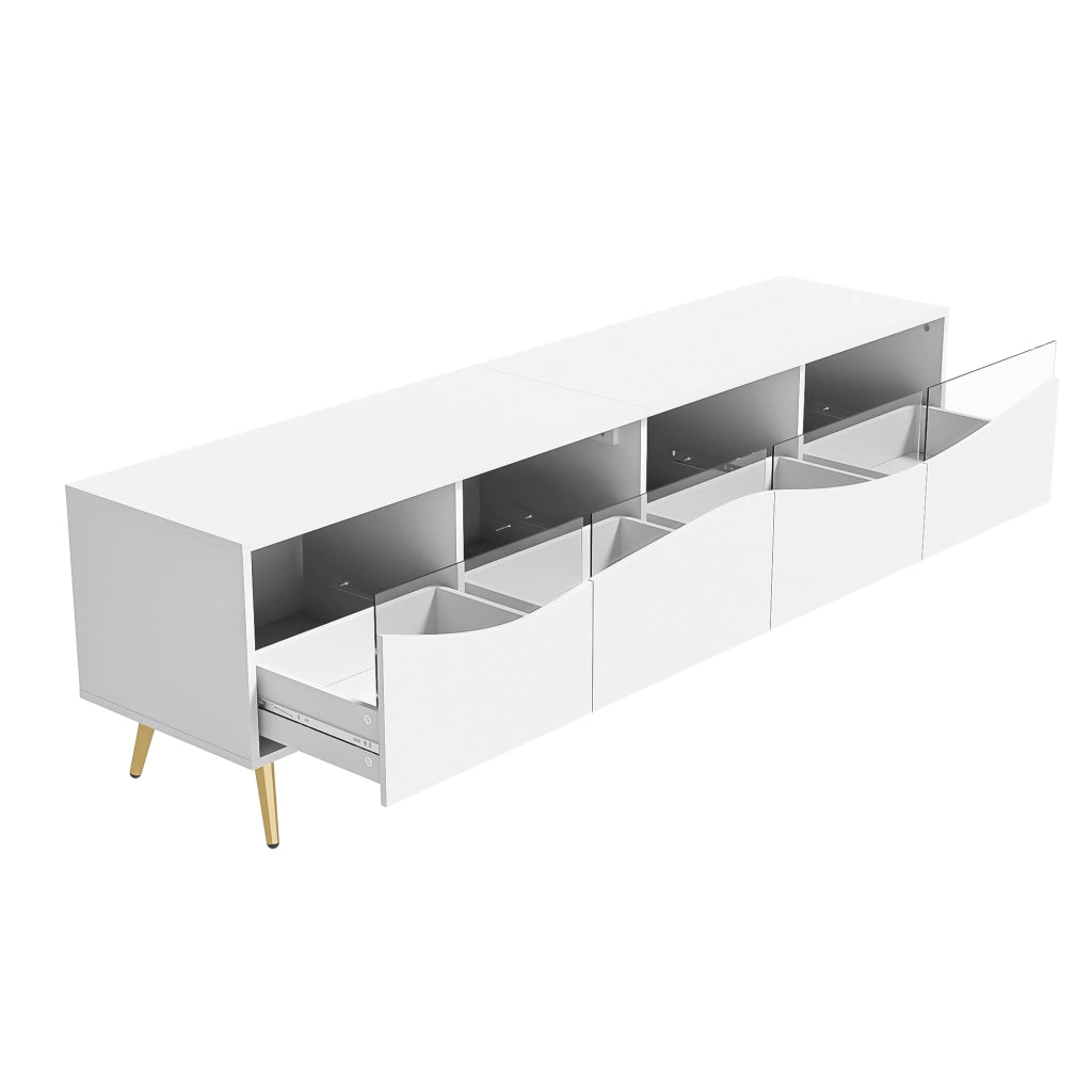 Mobile TV con LED controllabile via Bluetooth; frontali in vetro e passacavi; MDF bianco 180 × 40 × 50 cm