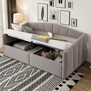 Letto Imbottito Singolo con Contenitore ¨C Xylo ¨C Velluto Grigio Chiaro, 90x200, Rete a Doghe