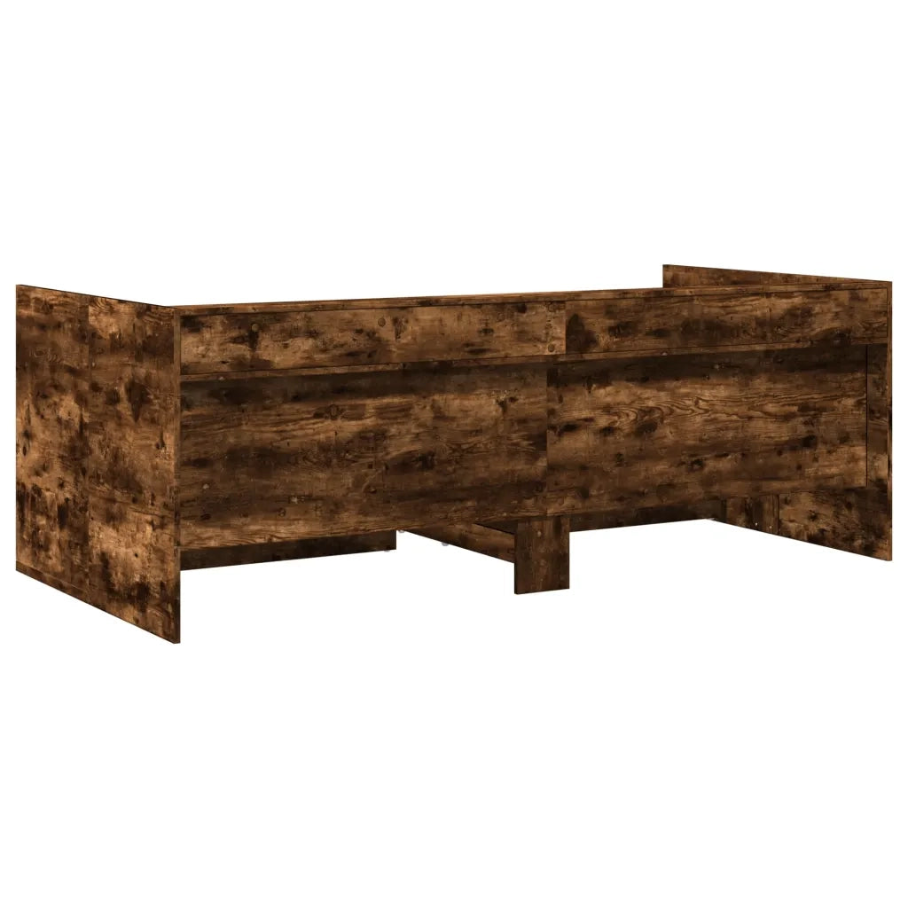 Divano Letto con Cassetti senza Materasso Rovere Fumo 90x200 cm