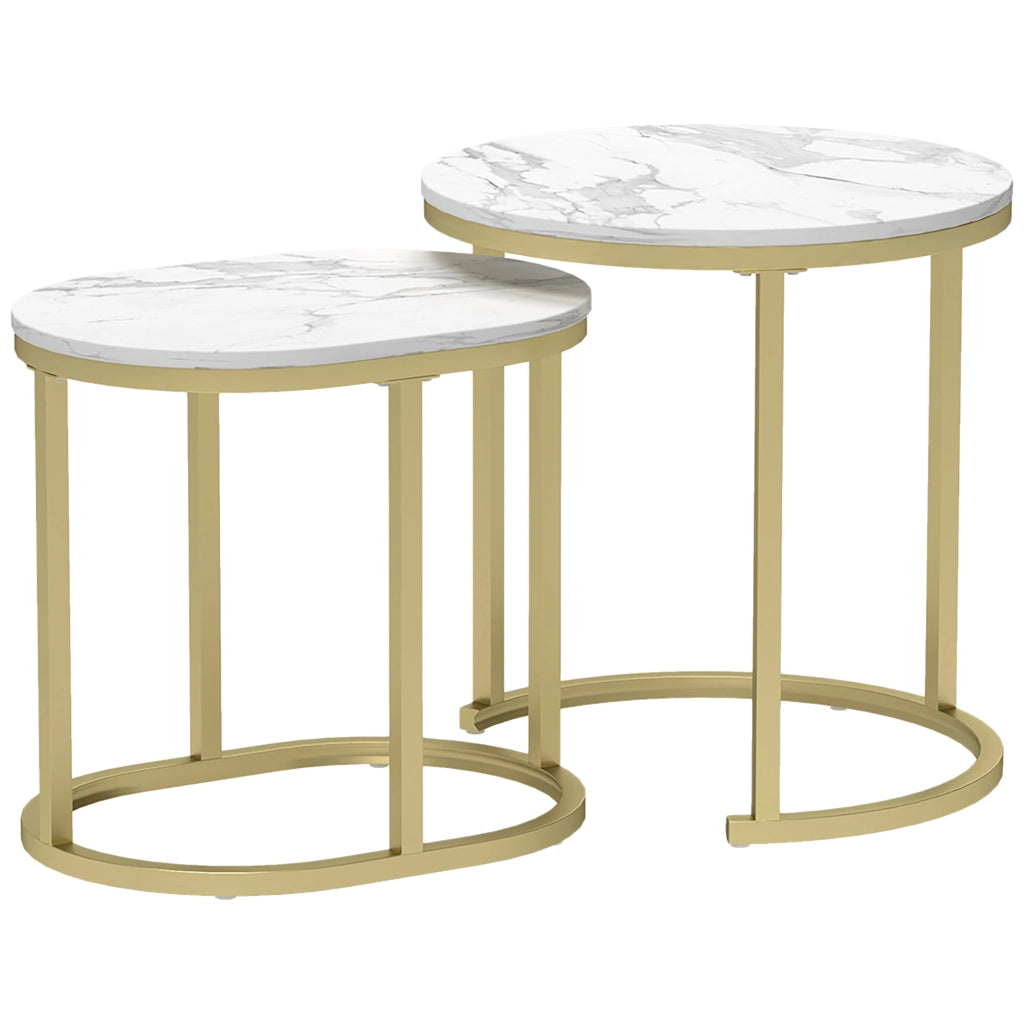 Set di 2 tavolini da caffè impilabili in MDF bianco
