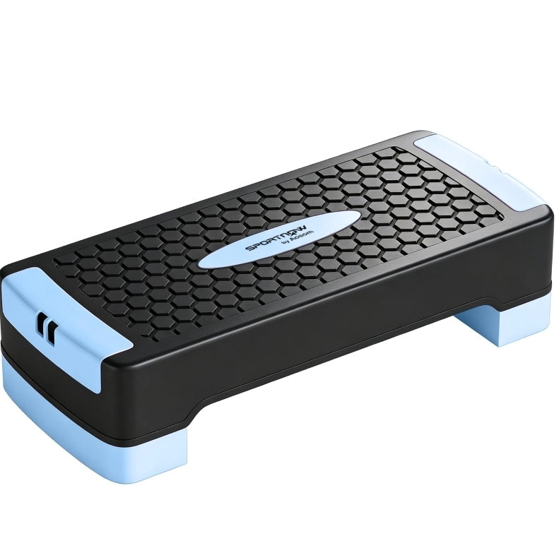 Stepper aerobico ULEVR regolabile 11/16 cm con 2 bande elastiche, tavola equilibrio antiscivolo in ABS blu