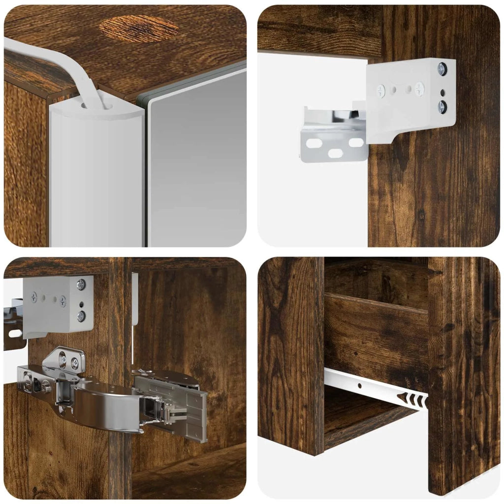 Set di Armadi da Bagno 4 pz Rovere Fumo Legno ingegnerizzato 3406507