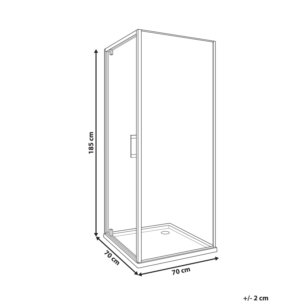 Box Doccia Vetro Temperato argento Cornice Alluminio Anta Singola Quadrata 70 x 70 x 185 cm