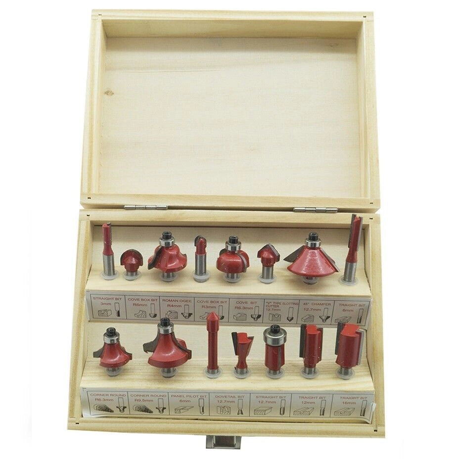 SET 15 FRESE FRESA PER LEGNO PER SCANALARE RIFILARE SANALATURE FRESATRICE 6MM