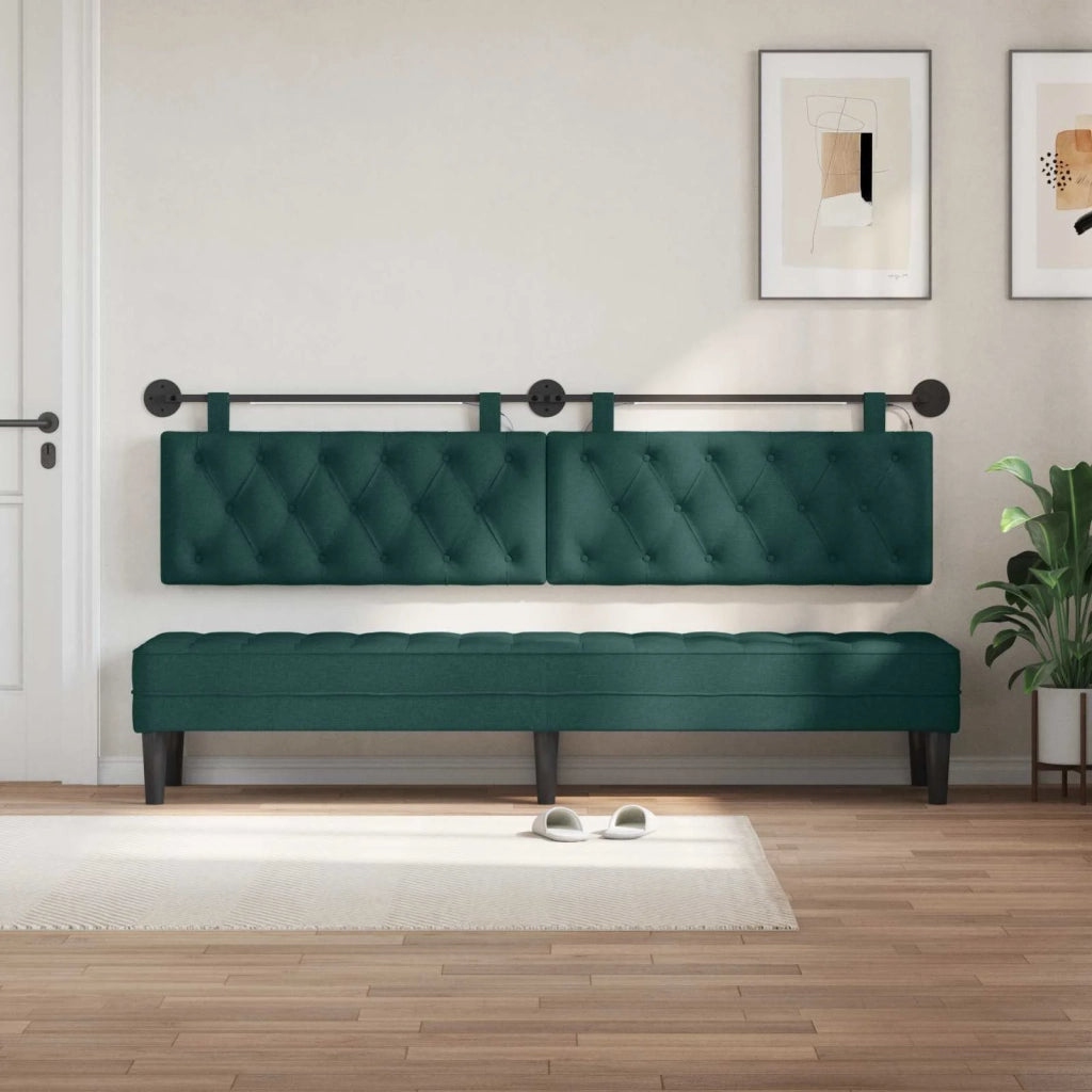 Testiera | Testata sospesa Con luce LED Verde Scuro Tessuto