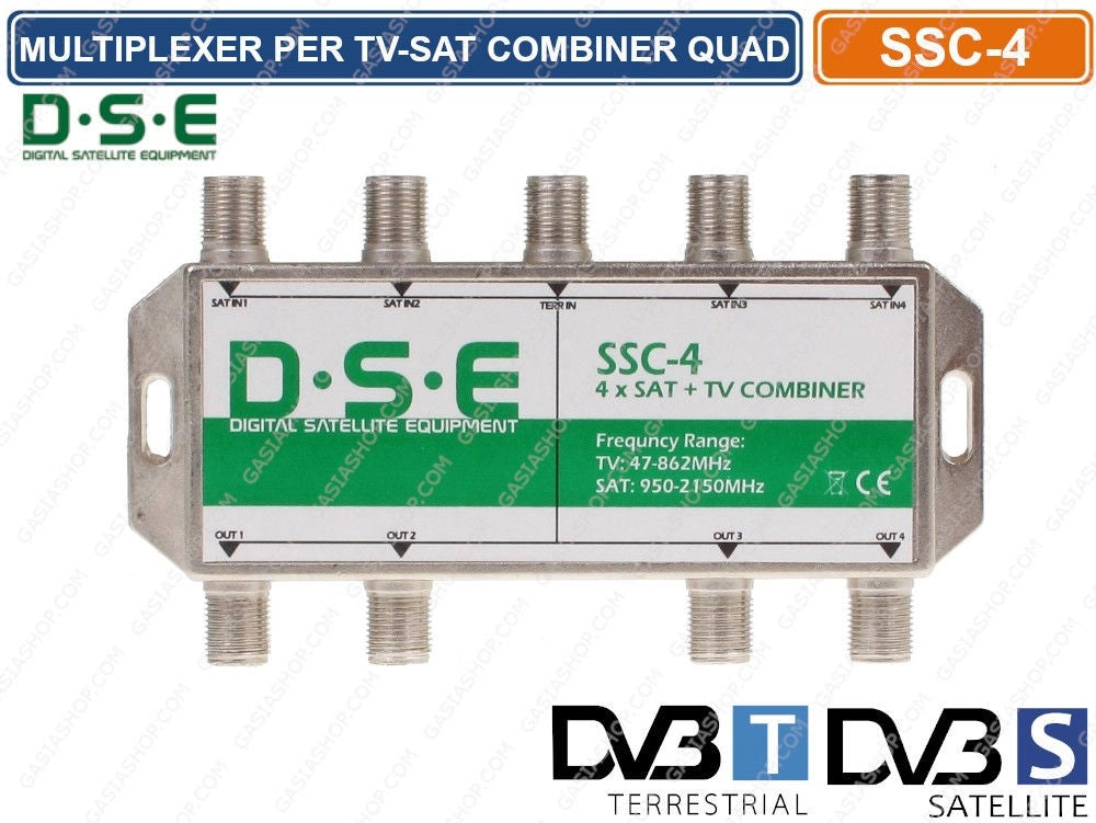 MULTIPLEXER COMBINATORE SEGNALE SAT + SEGNALE ANTENNA 4 SAT 1 TV 4 USCITE COMBO