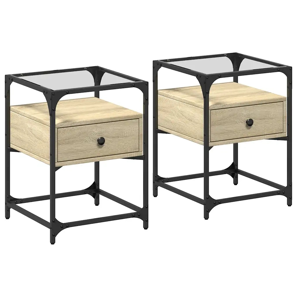 Comodini 2 pz-Set di 2 Tavolino da notte Rovere Sonoma 40x40x55 cm in Legno Multistrato