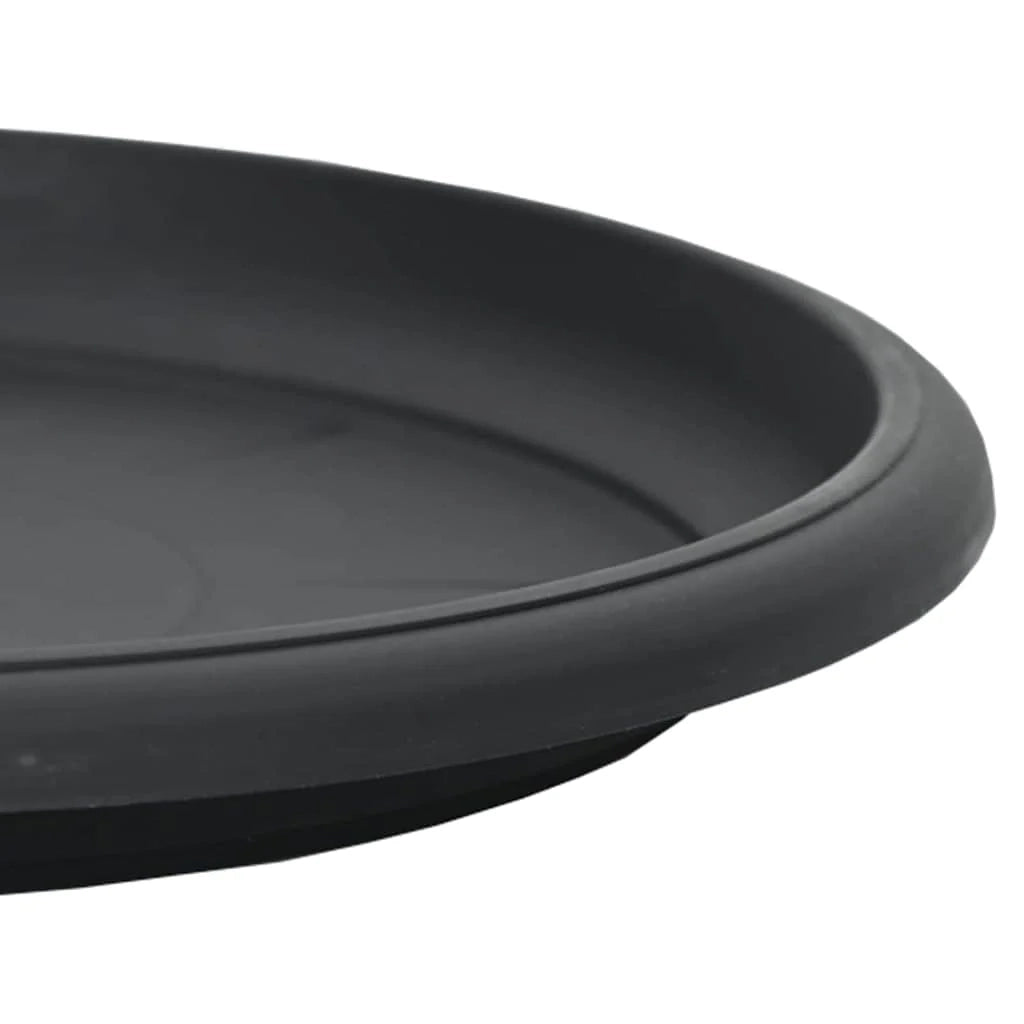 Set di 6 vassoi rotondi per fiori 27 x 27 x 2,5 cm per uso interno ed esterno design moderno plastica nera 02_0059345