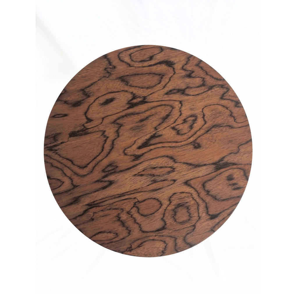 Set di 2 tavolini da caffè nidificanti rotondi effetto tronco; legno massello e MDF; marrone scuro